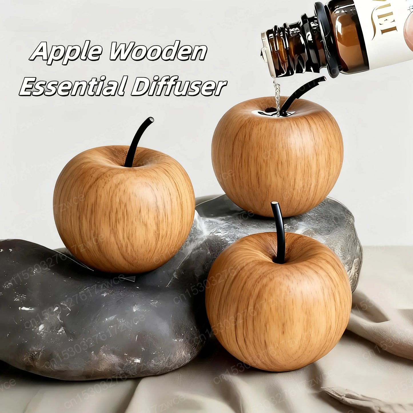 Natural Wood Apple Aroma Diffuser Car Home Office Tabletop Decor, Relaxing Scent Dispenser, Holiday Gift, Essential Oil Diffuser