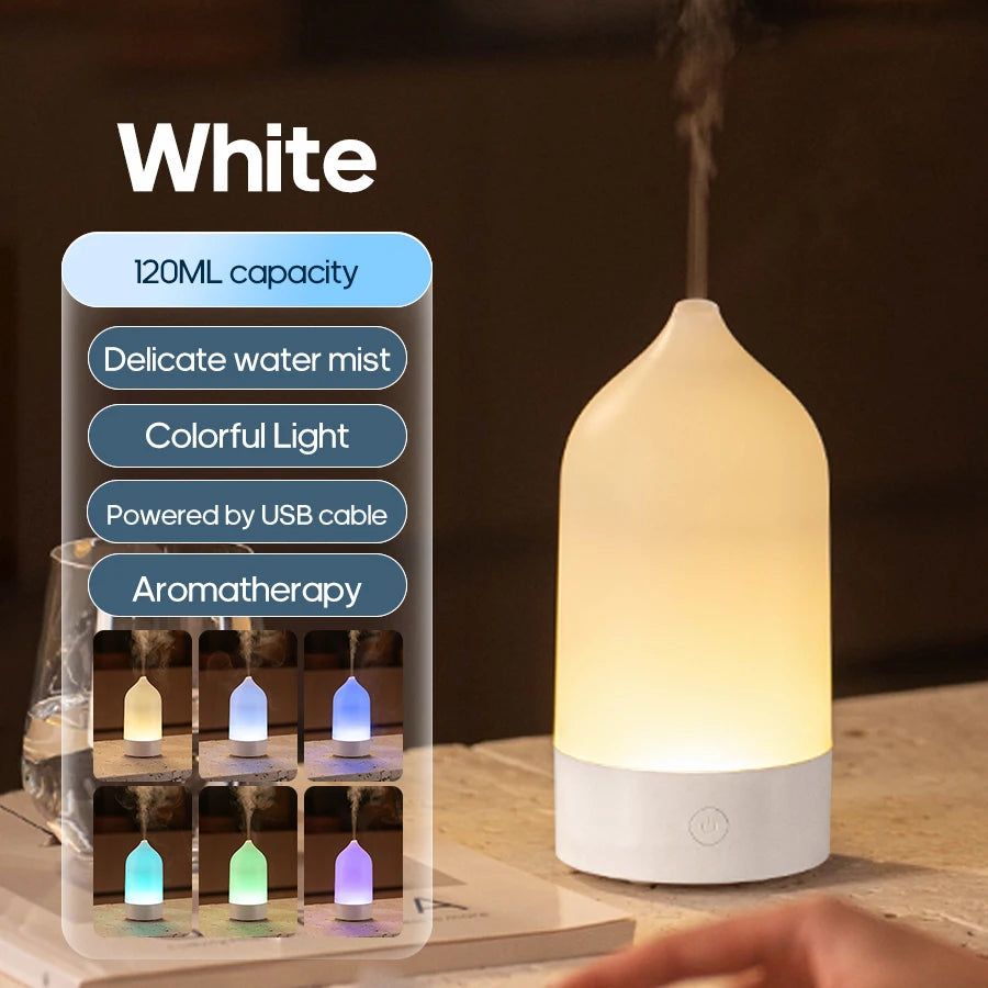 KINSCOTER New Aroma Diffuser 120ml Portable Silent Air Humidifier Colorful Night Light Essential Oil Diffuser for Room Home