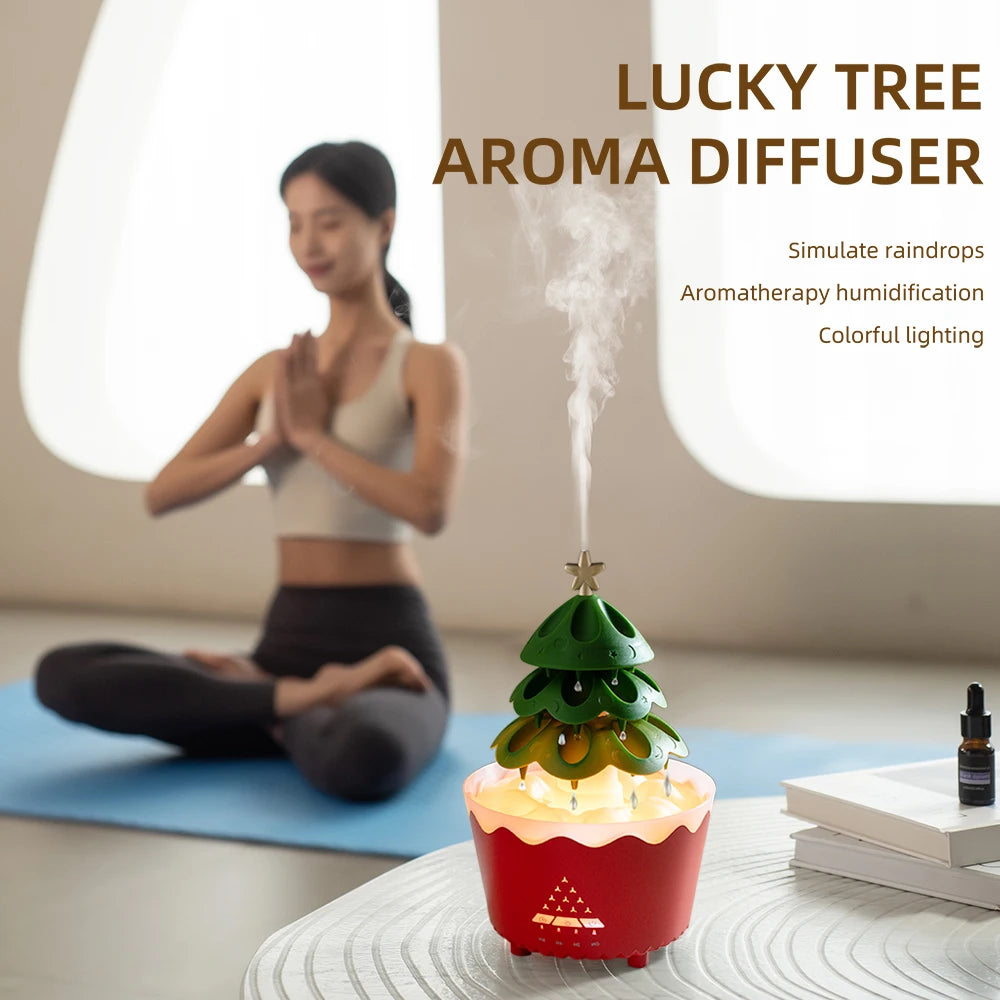 UFO Umbrella Essential Oils Diffuser Large Capacity Humidifier Christmas Jellyfish Aroma Diffuser Raindrop Sleeping Night Lights
