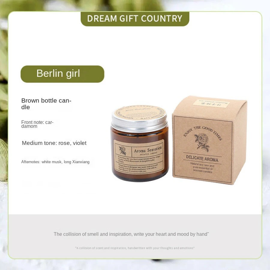 1pc Brown Glass Cup Aromatherapy Candle Smokeless scented candle Suitable for Home Decoration Birthday Valentine's Day Gift